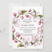 Watercolor Apple Cherry Blossom Bridal Shower 招待状 (正面)
