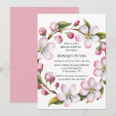 Watercolor Apple Cherry Blossom Bridal Shower 招待状 (正面/裏面)