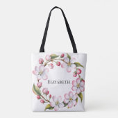 Watercolor Apple Cherry Blossom Bridesmaids トートバッグ (裏面)