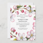 Watercolor Apple Cherry Blossom Bridesmaids Lunch 招待状 (正面)