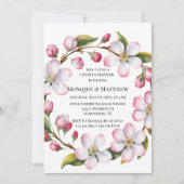 Watercolor Apple Cherry Blossom Couples Shower 招待状 (正面)