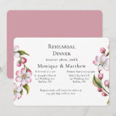 Watercolor Apple Cherry Blossom Rehearsal Dinner 招待状 (正面/裏面)
