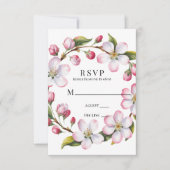 Watercolor Apple Cherry Blossom Wedding 出欠カード (正面)