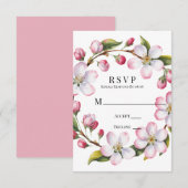 Watercolor Apple Cherry Blossom Wedding 出欠カード (正面/裏面)