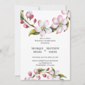 Watercolor Apple Cherry Blossom Wedding 招待状 (正面)