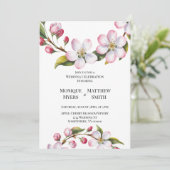 Watercolor Apple Cherry Blossom Wedding 招待状 (スタンド正面)