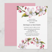 Watercolor Apple Cherry Blossom Wedding Shower 招待状 (正面/裏面)