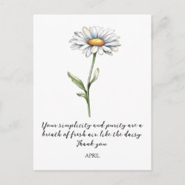 WATERCOLOR APRIL DAISY BIRTH FLOWER POSTCARD ポストカード