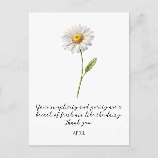 WATERCOLOR APRIL DAISY BIRTH FLOWER POSTCARD ポストカード (正面)