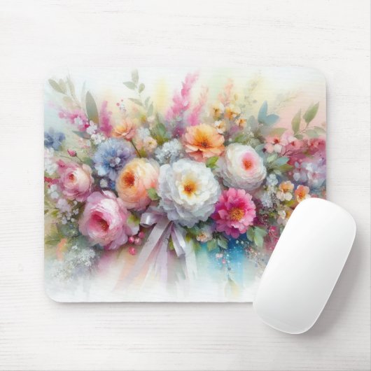 Watercolor Aquarell Flowers Painting Template マウスパッド (マウス)
