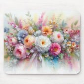 Watercolor Aquarell Flowers Painting Template マウスパッド (正面)