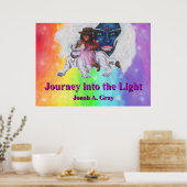 Watercolor Art Boy Riding white Lioness Woman Love ポスター (キッチン)