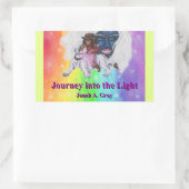 Watercolor Art Boy Riding white Lioness Woman Love 長方形シール (バッグ)