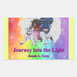 Watercolor Art Boy Riding white Lioness Woman Love 長方形シール