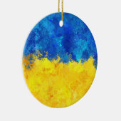 Watercolor art Ukrainian flag  セラミックオーナメント (右)