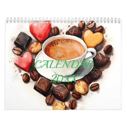 Watercolor Artistic Coffee Lovers Moments カレンダー (カバー)