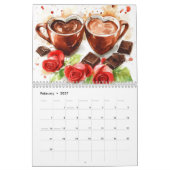 Watercolor Artistic Coffee Lovers Moments カレンダー (2月 2027)
