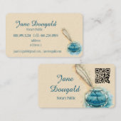 Watercolor Artistic Feather Pen Classic Notary 名刺 (正面/裏面)