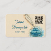 Watercolor Artistic Feather Pen Classic Notary 名刺 (裏面)