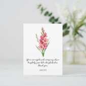 WATERCOLOR AUGUST GLADIOLUS BIRTH FLOWER ポストカード (スタンド正面)