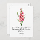 WATERCOLOR AUGUST GLADIOLUS BIRTH FLOWER ポストカード (正面/裏面)