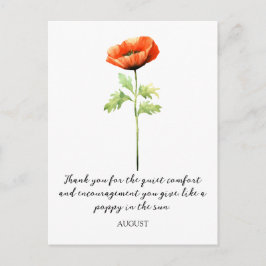 WATERCOLOR AUGUST POPPY BIRTH FLOWER POSTCARD ポストカード