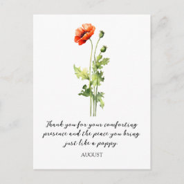 WATERCOLOR AUGUST POPPY BIRTH FLOWER POSTCARD ポストカード