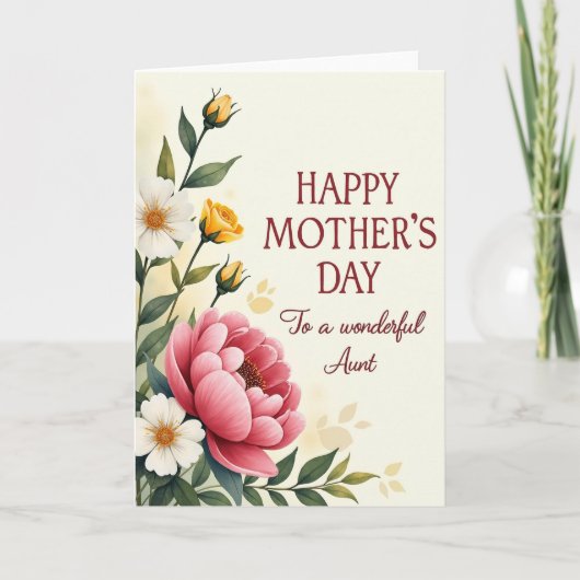 Watercolor Aunt Mothers Day Card カード (正面)