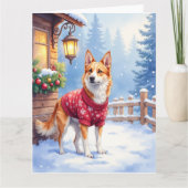Watercolor Australian Cattle Dog Rustic Garland カード (正面)