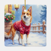 Watercolor Australian Cattle Dog Rustic Garland セラミックオーナメント (裏面)