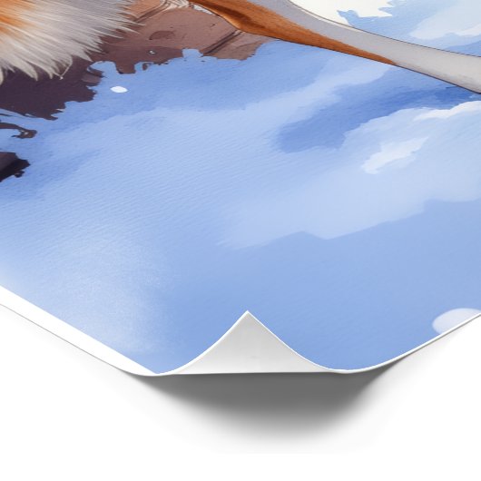 Watercolor Australian Cattle Dog Rustic Garland ポスター (コーナー)