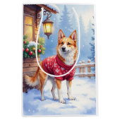 Watercolor Australian Cattle Dog Rustic Garland ミディアムペーパーバッグ (正面)