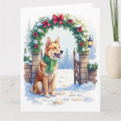 Watercolor Australian Kelpie Countryside Gate カード (正面)