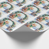 Watercolor Australian Kelpie Countryside Gate ラッピングペーパー (角)