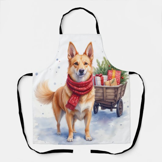 Watercolor Australian Stumpy Tail Cattle Dog エプロン (正面)