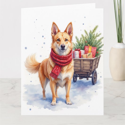 Watercolor Australian Stumpy Tail Cattle Dog カード (正面)