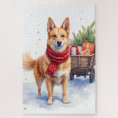 Watercolor Australian Stumpy Tail Cattle Dog ジグソーパズル (縦)