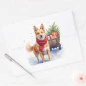 Watercolor Australian Stumpy Tail Cattle Dog スクエアシール (封筒)
