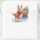 Watercolor Australian Stumpy Tail Cattle Dog スクエアシール (バッグ)