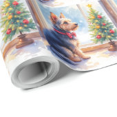 Watercolor Australian Terrier Tabletop Christmas ラッピングペーパー (ロールコーナー)