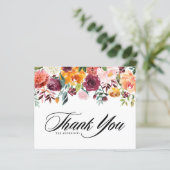 Watercolor Autumn Blooms Wedding Thank You Card (スタンド正面)