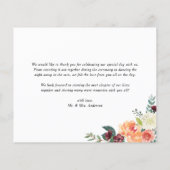 Watercolor Autumn Blooms Wedding Thank You Card (裏面)