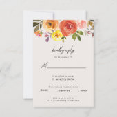 Watercolor Autumn Floral Wedding Response Card 出欠カード (正面)