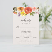Watercolor Autumn Floral Wedding Response Card 出欠カード (スタンド正面)