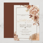 Watercolor Autumn Flowers Frame Wedding  招待状 (正面/裏面)