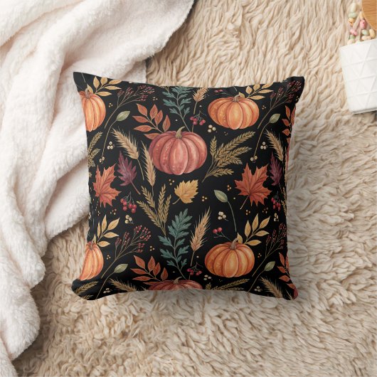 Watercolor Autumn Harvest Pattern クッション (ブランケット)