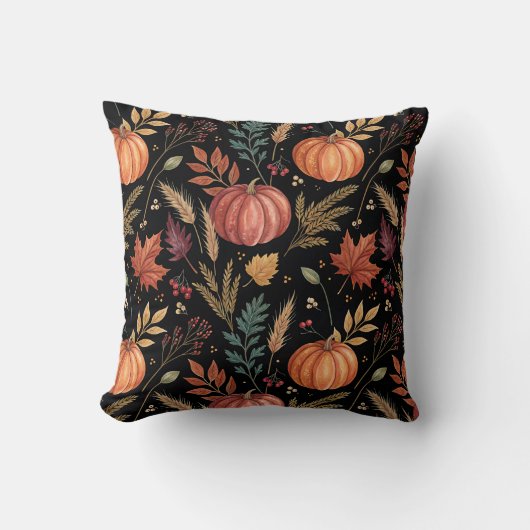 Watercolor Autumn Harvest Pattern クッション (正面)