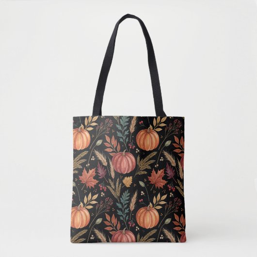 Watercolor Autumn Harvest Pattern トートバッグ (正面)