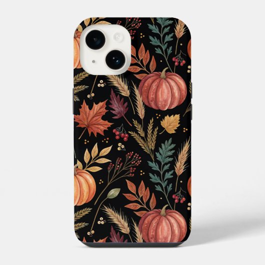 Watercolor Autumn Harvest Pattern iPhoneケース (裏面)