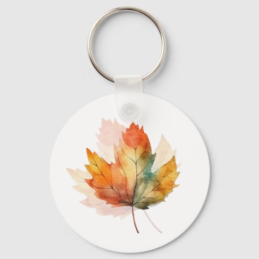 Watercolor Autumn Leaf  Modern keychain  キーホルダー (正面)